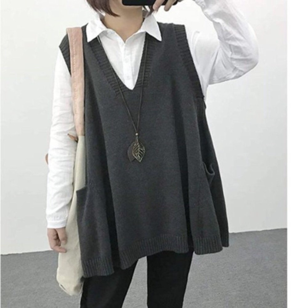 Loose Swing Chunky Cotton Sweater Vests Oversized